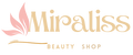 Logo of Miraliss Beauty Shop with a pink leaf on a white background