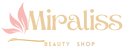 Logo of Miraliss Beauty Shop with a pink leaf on a white background