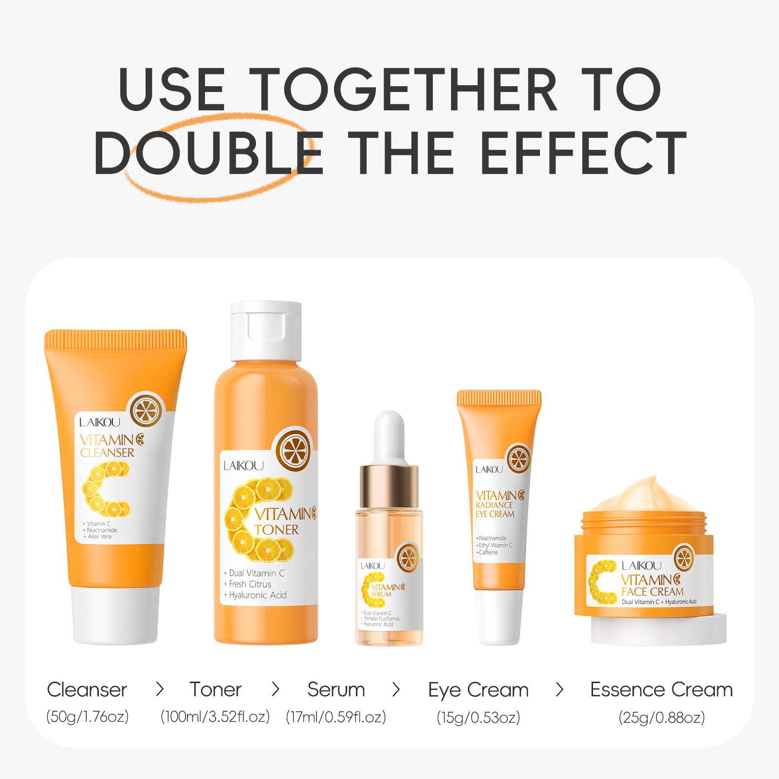 Vitamin C brightening skincare routine with 5 professional-grade products