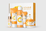 Vitamin C 5-piece skincare set including cleanser, toner, serum, eye cream and moisturizing essence cream for brightening and anti-aging